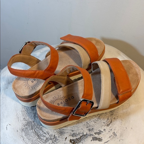 Cork and Leather Velcro Strap Faux Buckle 2” Platform Comfort Sandals Size 8 - Picture 9 of 12